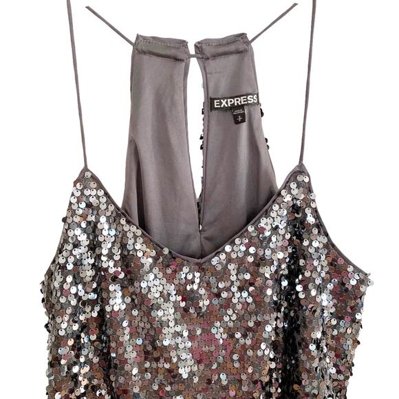 Express Grey Sequin Cami Mini Dress Small NWOT - Picture 3 of 7